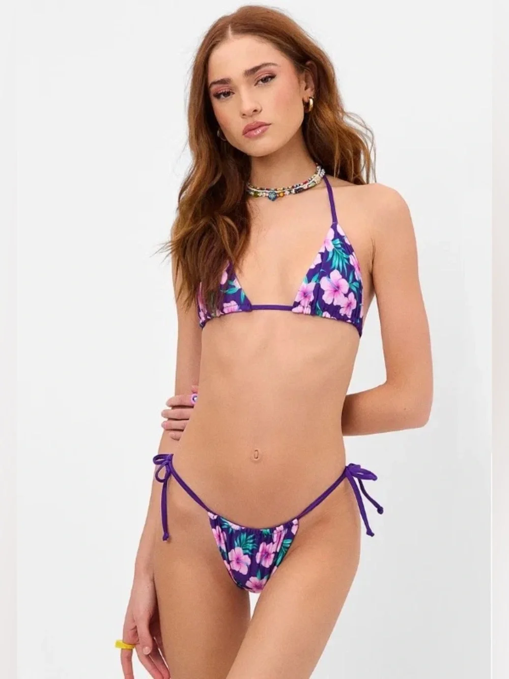 Frankie's Bikinis Tia Satin shine bikini top string and string bottom